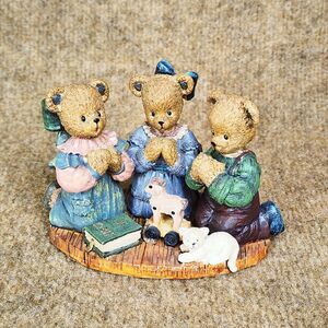 NWOB Young's Berry Hill Bears Figurine PRAYING BEARS 1997 Resin Bible Gift Kids